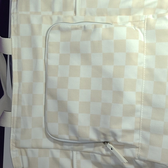 Cooler insulated Lg Bag Shell Checker Tote Adjustable Strap Zip & Pockets A/N - Picture 3 of 8